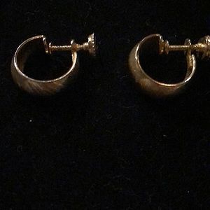 Monet Brushed Gold Tone Screw On Hoop Earrings